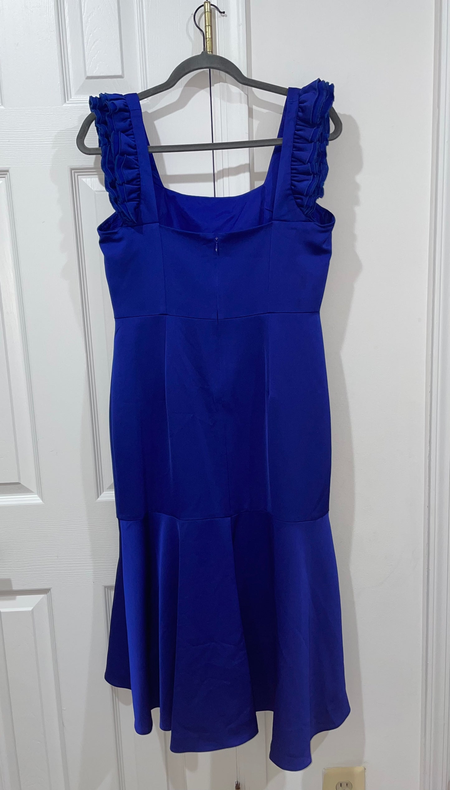 Aidan Mattox Royal Sapphire Blue High Low Cocktail Dress Ruffle Sleeve Size 8