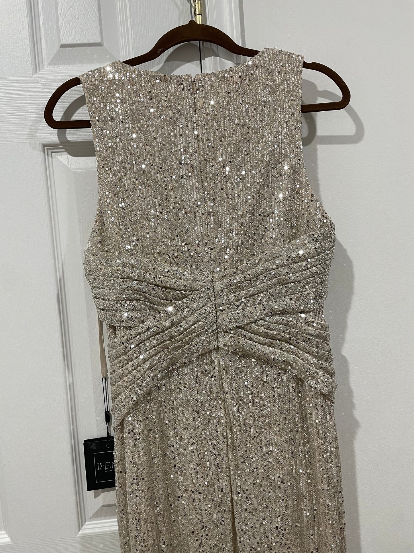 NWT Leena Mac Duggal Sequin Sheath Gown Champagne Nude Dress Size 8 $398 26598