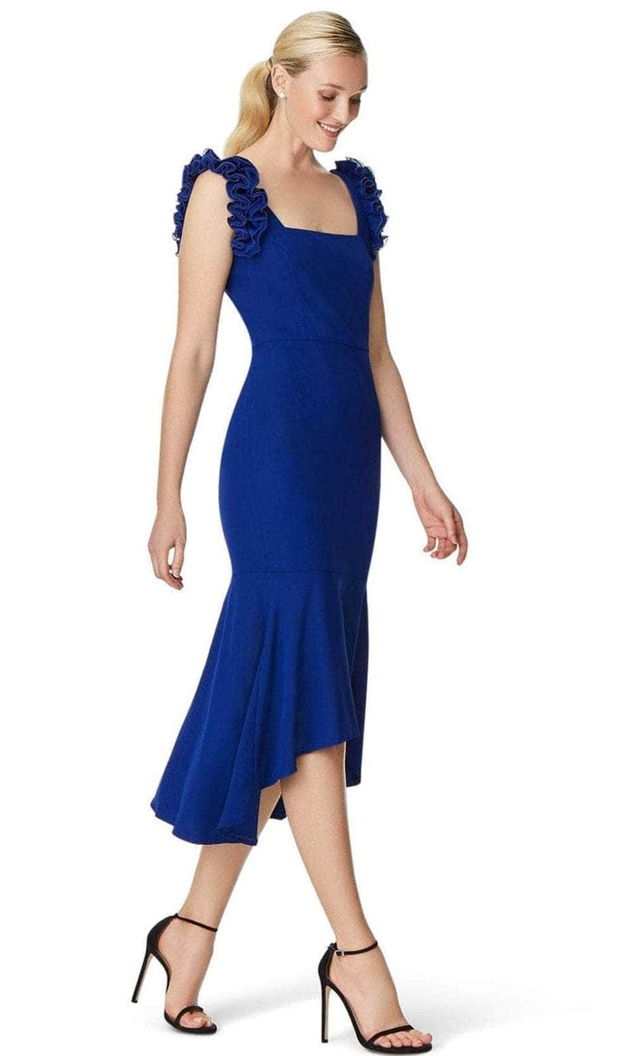 Aidan Mattox Royal Sapphire Blue High Low Cocktail Dress Ruffle Sleeve Size 8