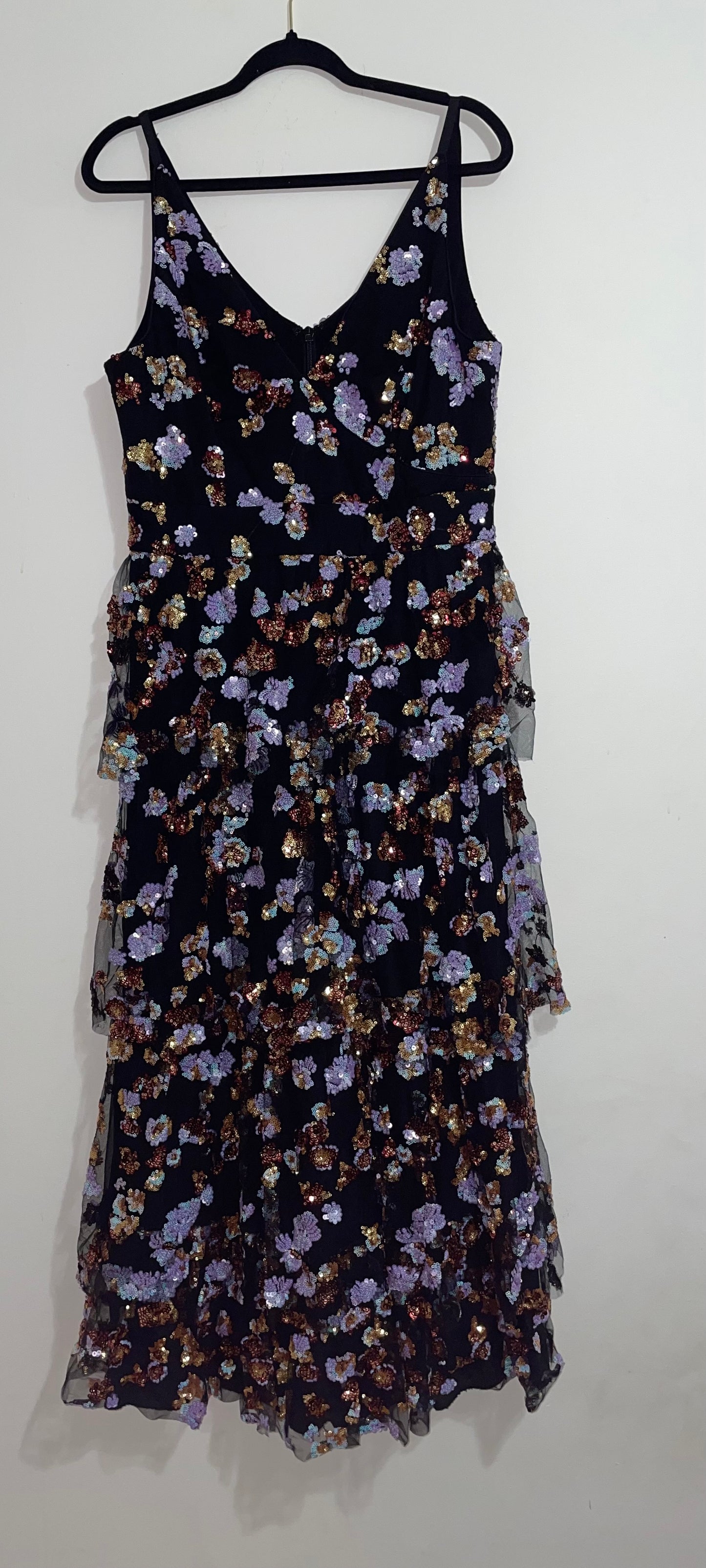 Dress The Population Lorain Floral Sequin Tiered A-Line Gown Size XXL $698