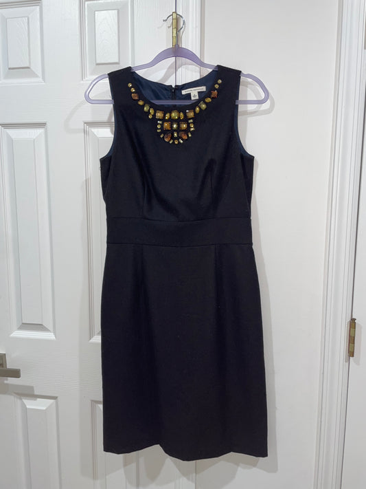 Banana Republic Wool Blend Jewel Neck Black Sheath Dress Knee Length Size 6 $165
