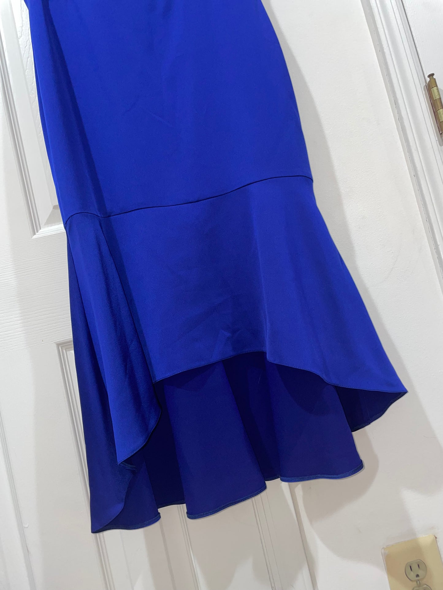 Aidan Mattox Royal Sapphire Blue High Low Cocktail Dress Ruffle Sleeve Size 8