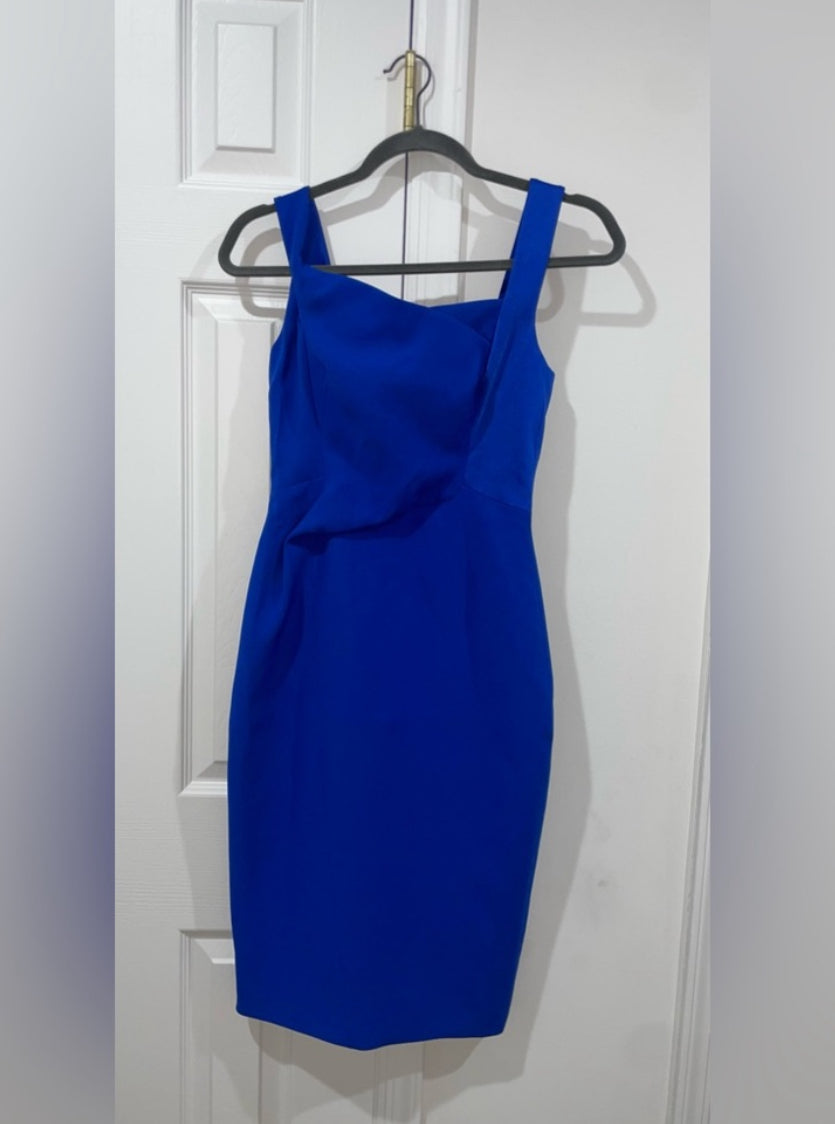 Karen Millen Asymmetric Sheath Bodycon Dress Royal Blue Size 4 $350