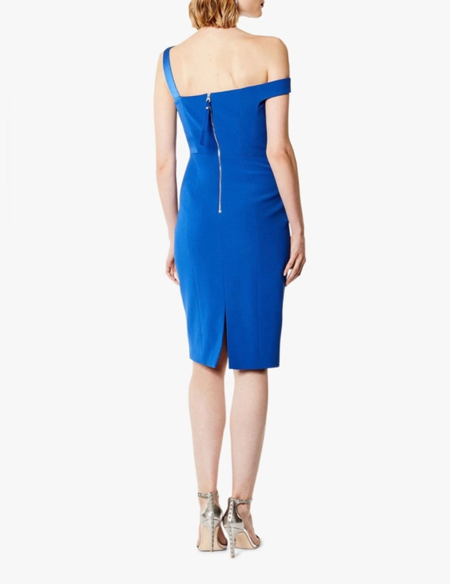 Karen Millen Asymmetric Sheath Bodycon Dress Royal Blue Size 4 $350