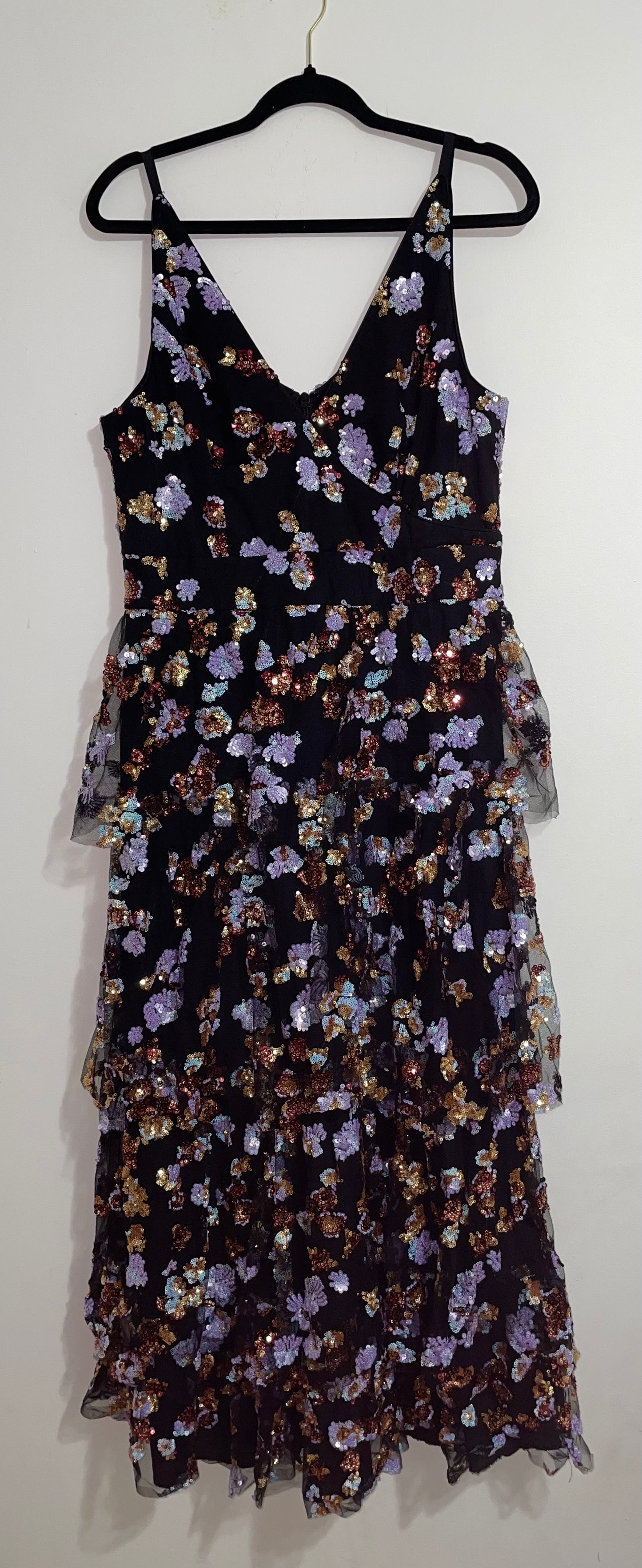 Dress The Population Lorain Floral Sequin Tiered A-Line Gown Size XXL $698