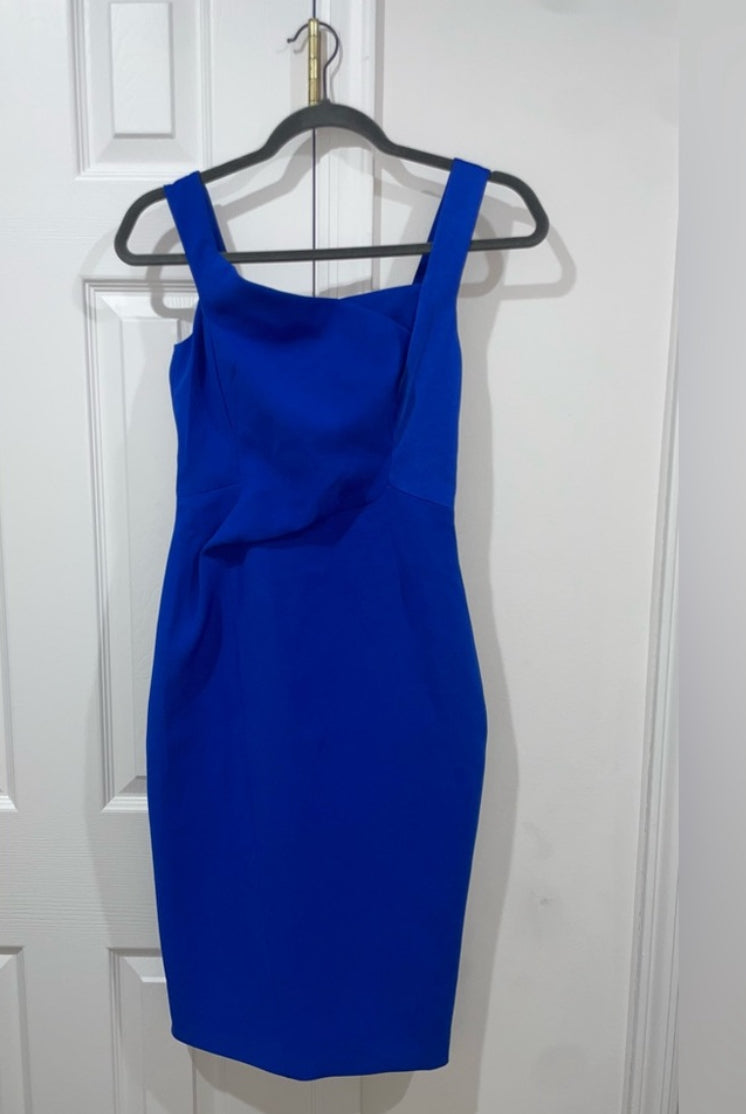 Karen Millen Asymmetric Sheath Bodycon Dress Royal Blue Size 4 $350