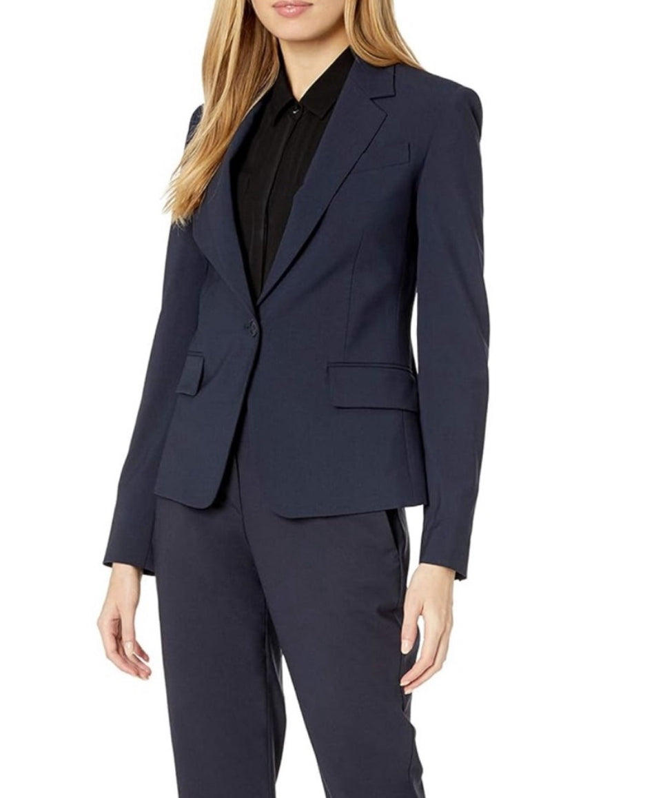 Theory Gabe N Edition Deep Blue Virgin Wool Slim Fit Blazer Size 10 $425