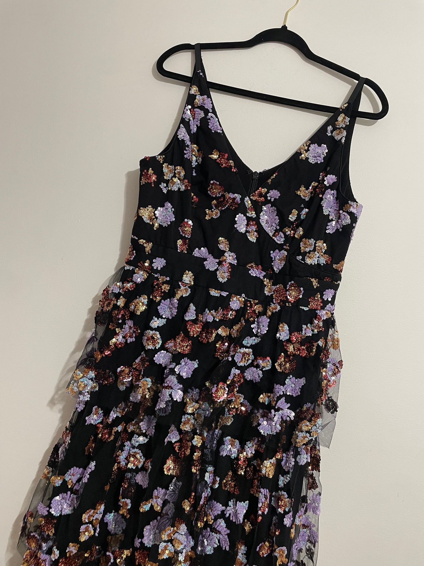 Dress The Population Lorain Floral Sequin Tiered A-Line Gown Size XXL $698