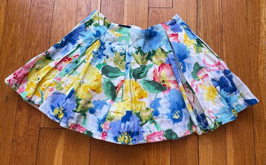 Polo Ralph Lauren Girl’s Floral Mini Pleated Skirt Pockets 100% Cotton Size 4