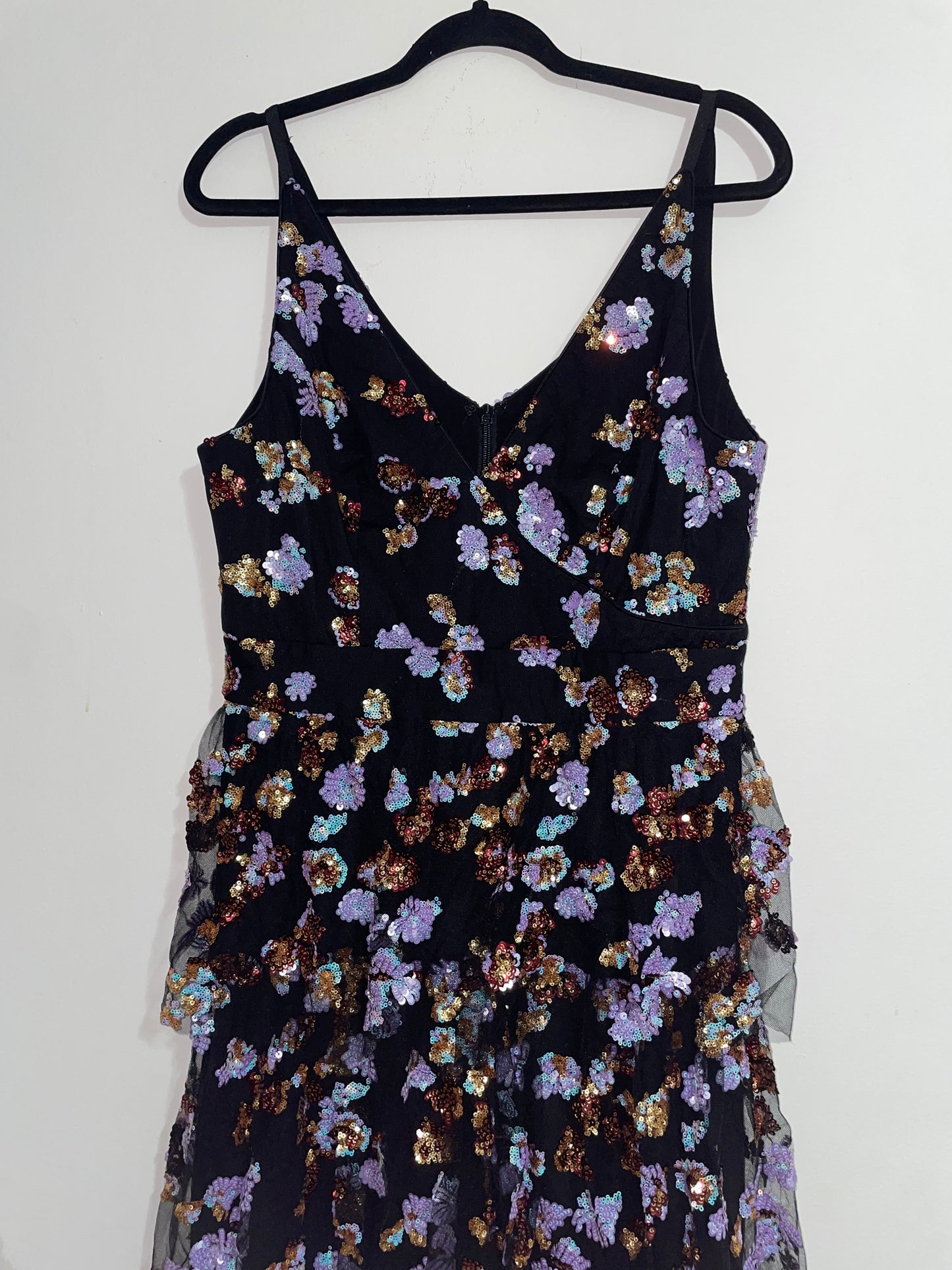 Dress The Population Lorain Floral Sequin Tiered A-Line Gown Size XXL $698