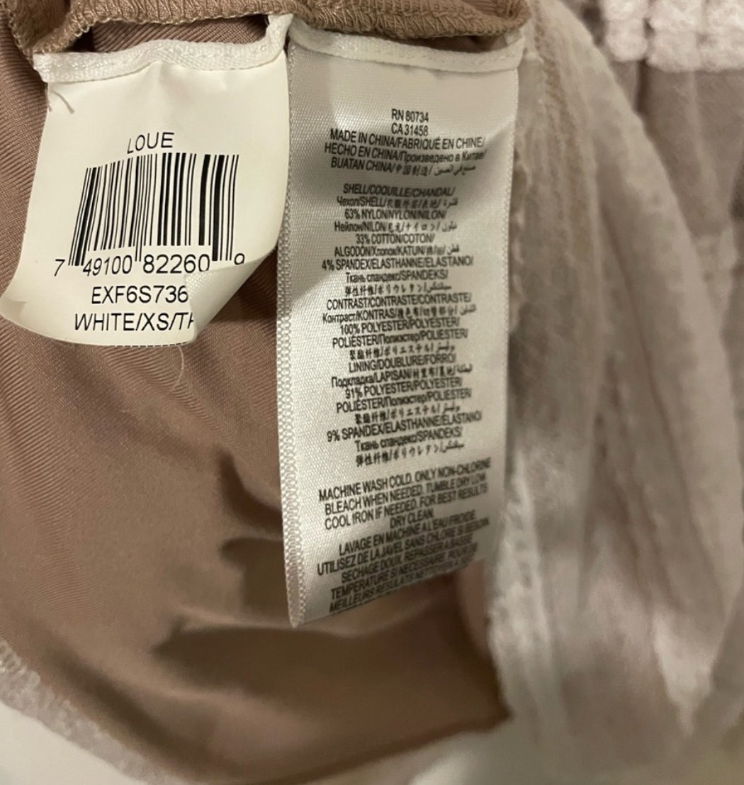 BCBGMAXAZRIA LOUE White Lace Fit & Flare Mini Dress With Pockets Size XS $268