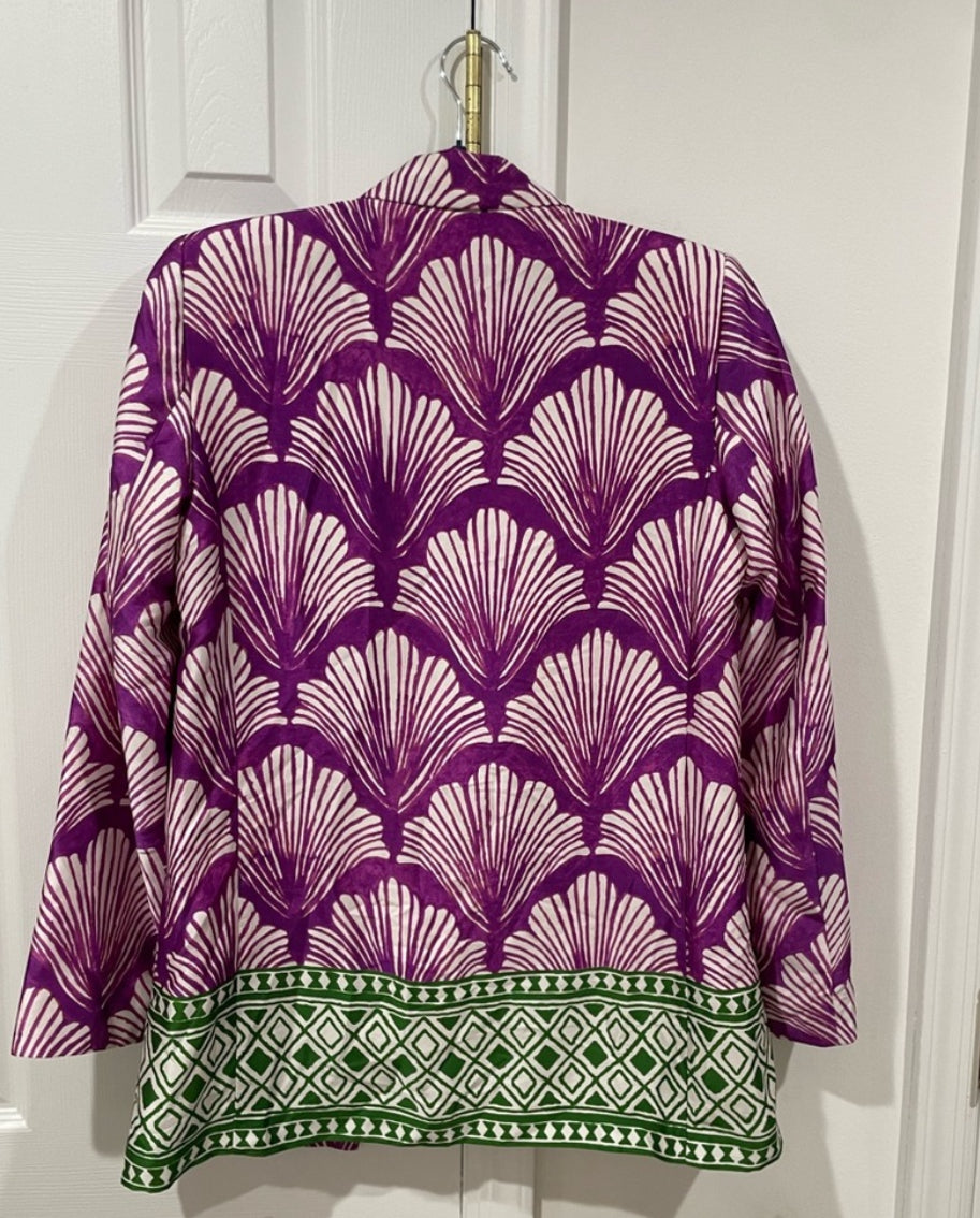 Zara Satin Effect Printed Blazer Purple Multicolor Blogger’s Favorite Size Small