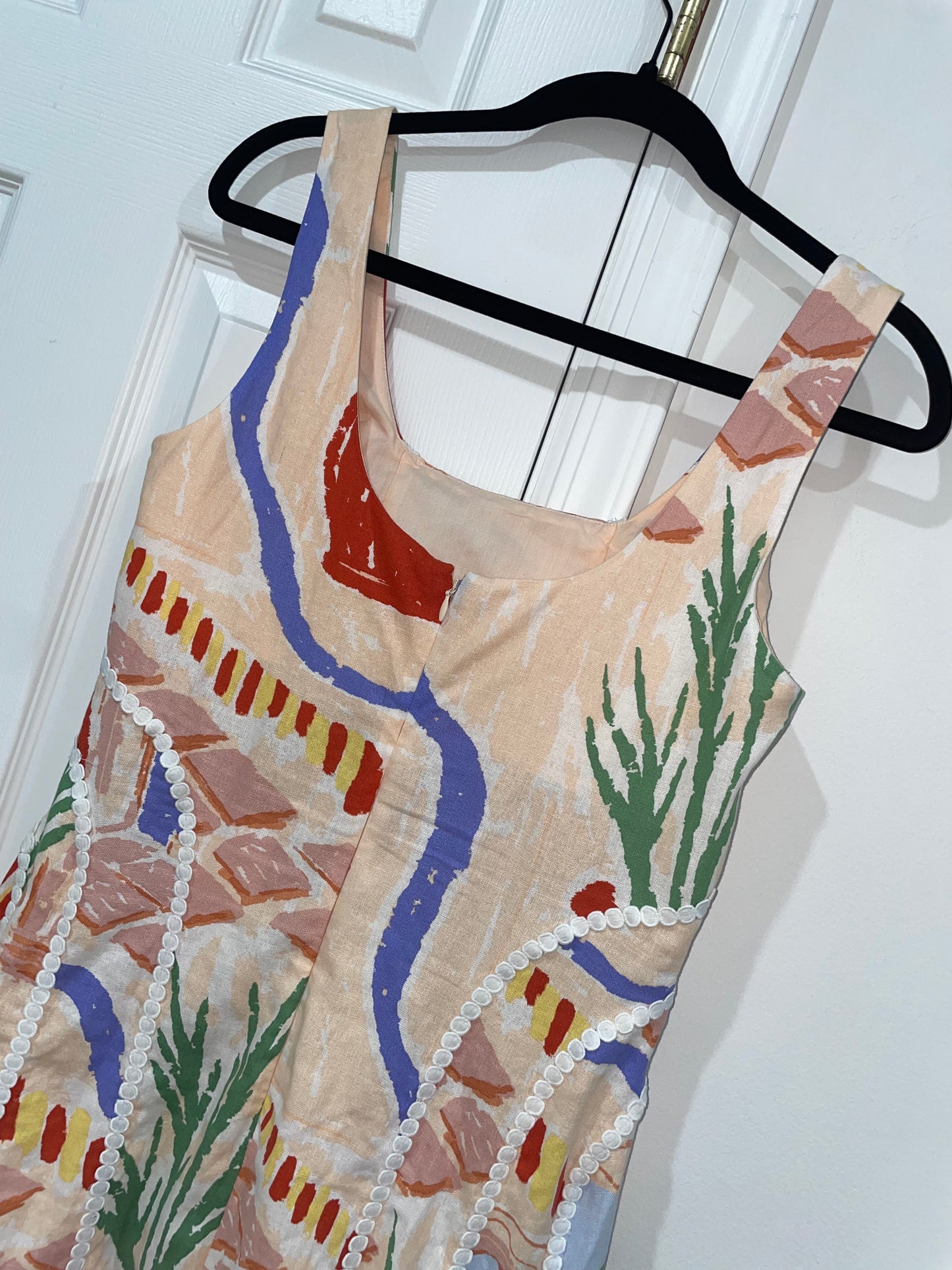 Christian Lacroix Linen Blend Scenic Coastal Print Maxi Dress Size Small