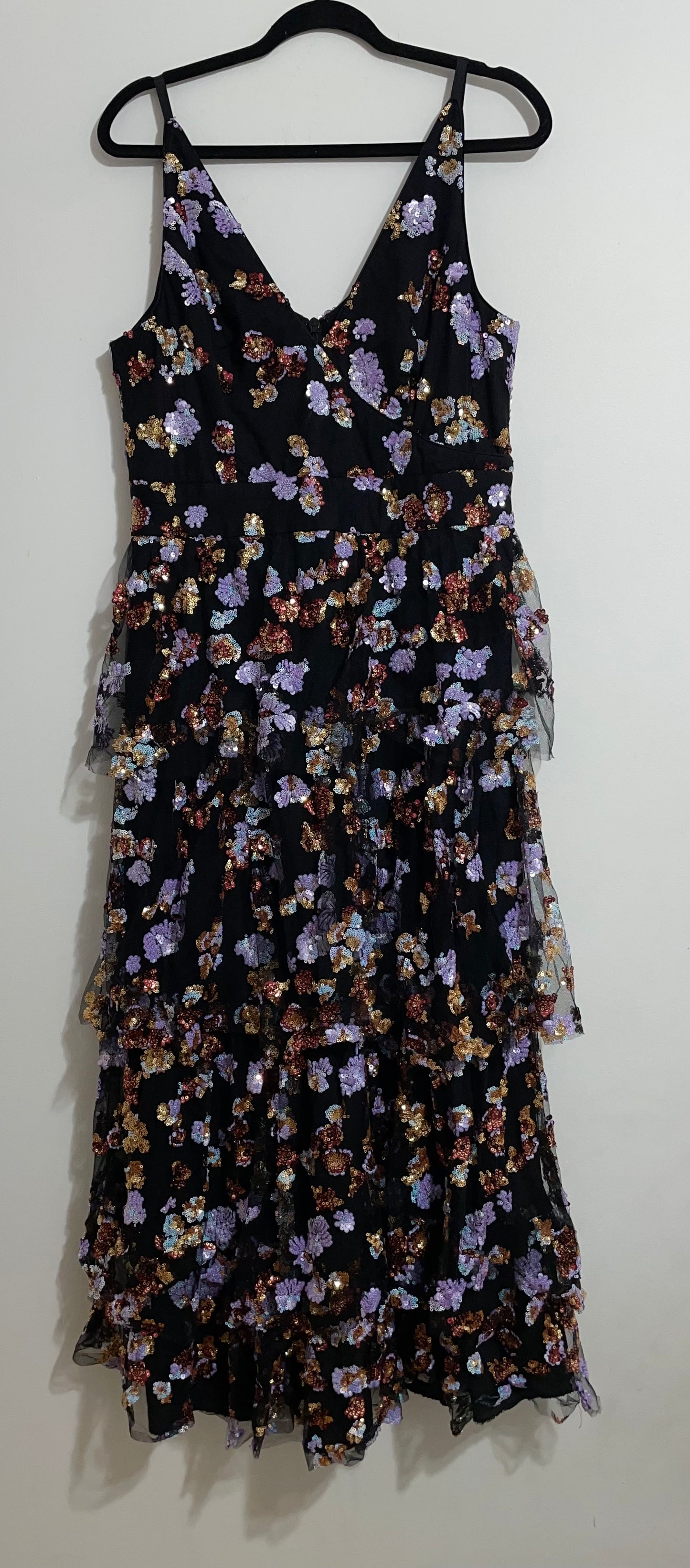 Dress The Population Lorain Floral Sequin Tiered A-Line Gown Size XXL $698
