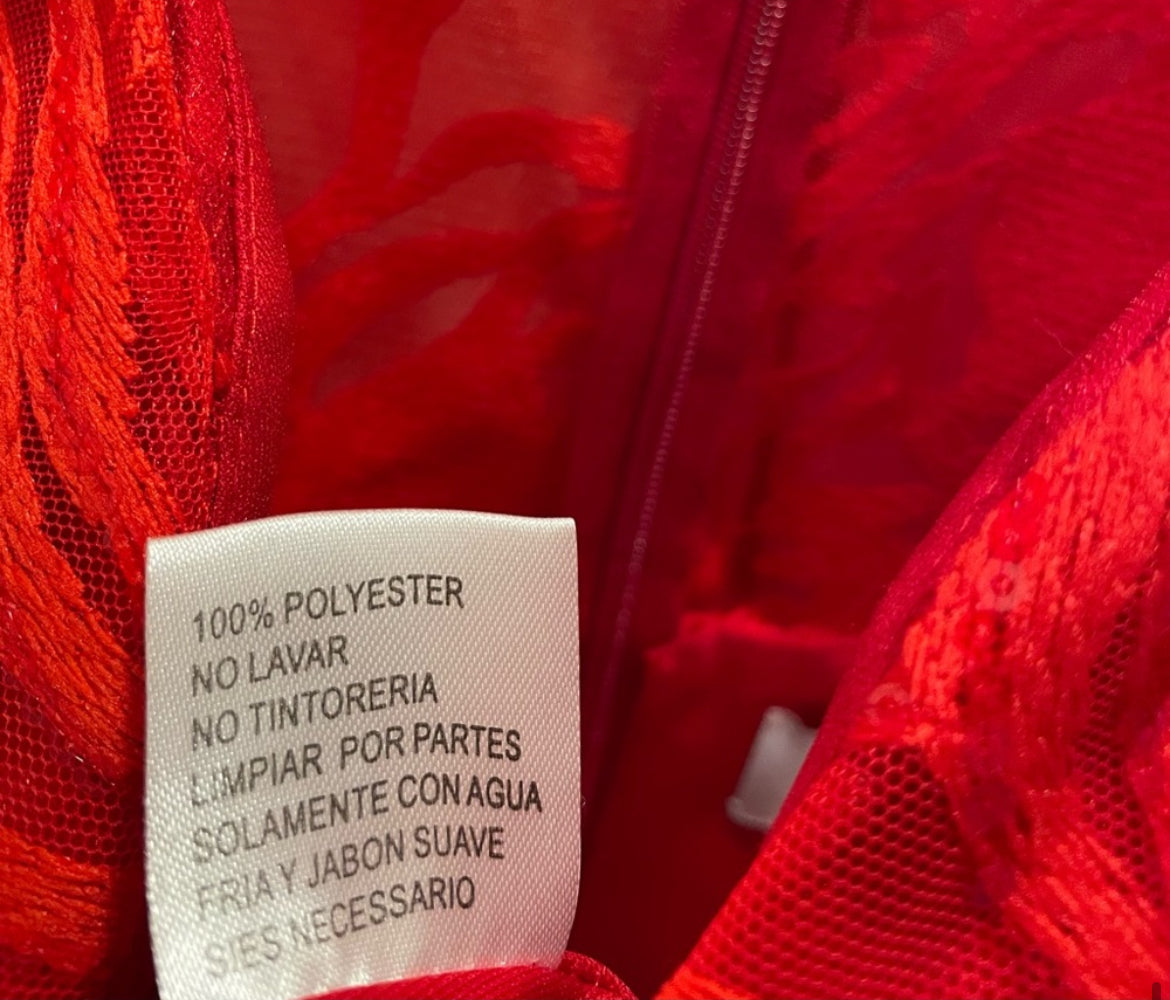 NWT MAC DUGGAL 12421 Red Embellished Puff Sleeve Plunge Neck Trumpet Gown Size 8