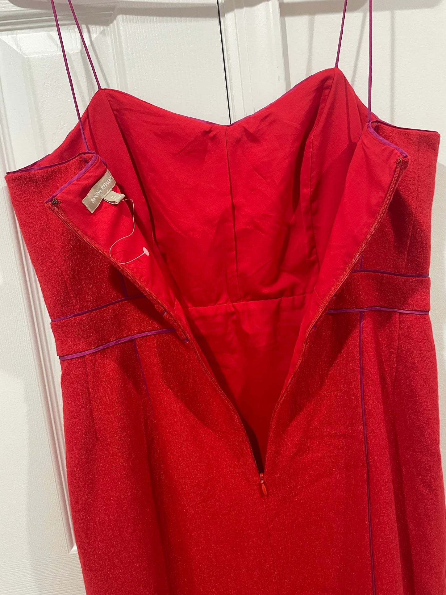 Banana Republic Vermillion Red Wool Blend Sheath Cocktail Dress Size 12 $130
