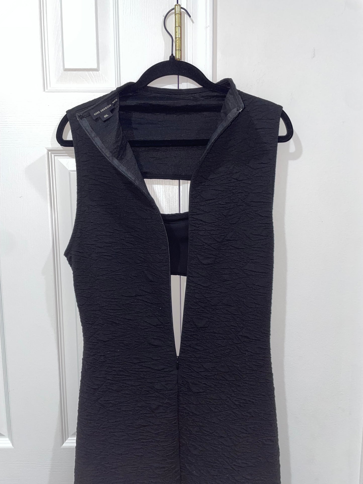 Good American Black Wide Scrunchie Cut Out Maxi Dress Plus Size 2XL $229