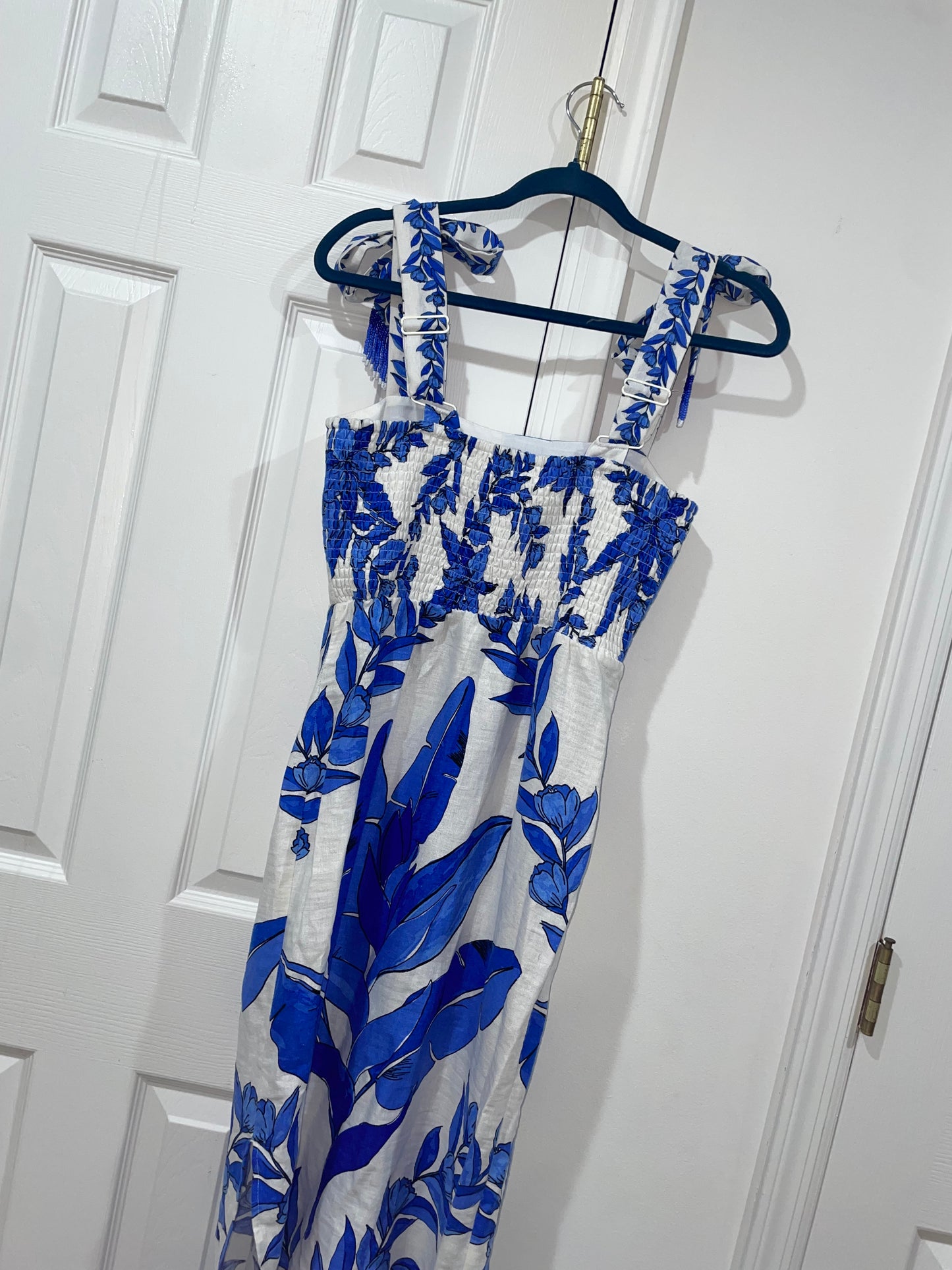 Calypso St. Barth Linen Blend Tropical Floral Midi Sheath Dress Size XS
