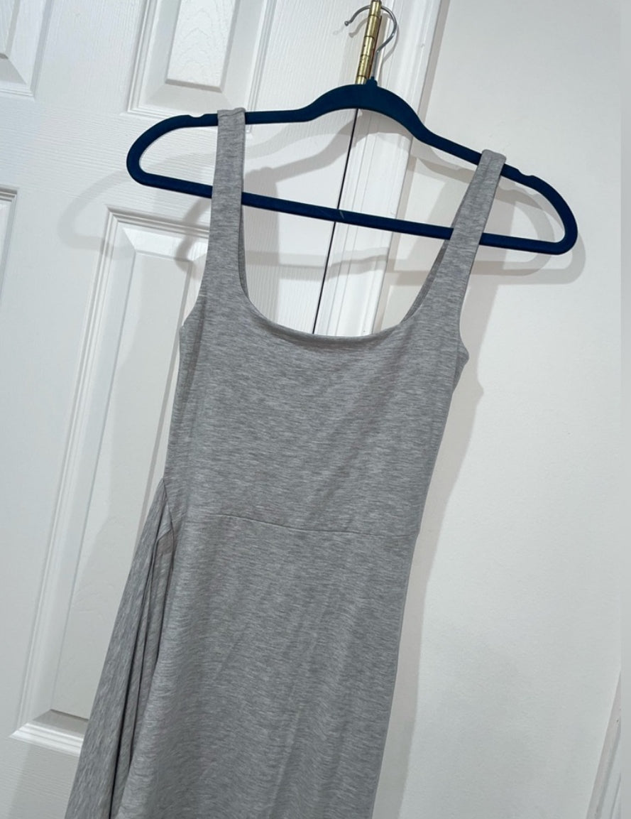 Aritzia Wilfred Heather Gray Saturn Drapey Midi Resort Wrap Dress Size XS