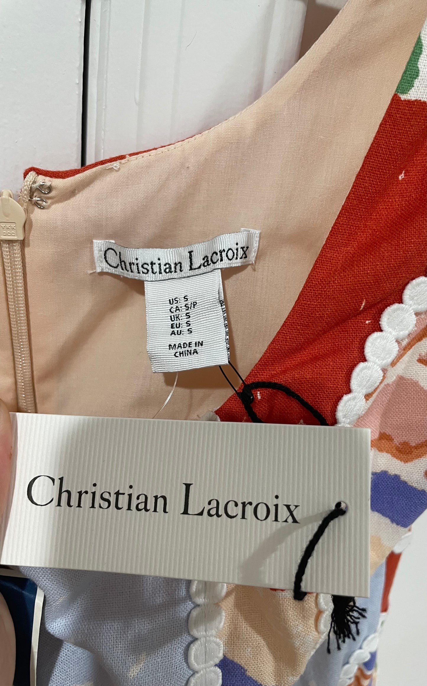 Christian Lacroix Linen Blend Scenic Coastal Print Maxi Dress Size Small