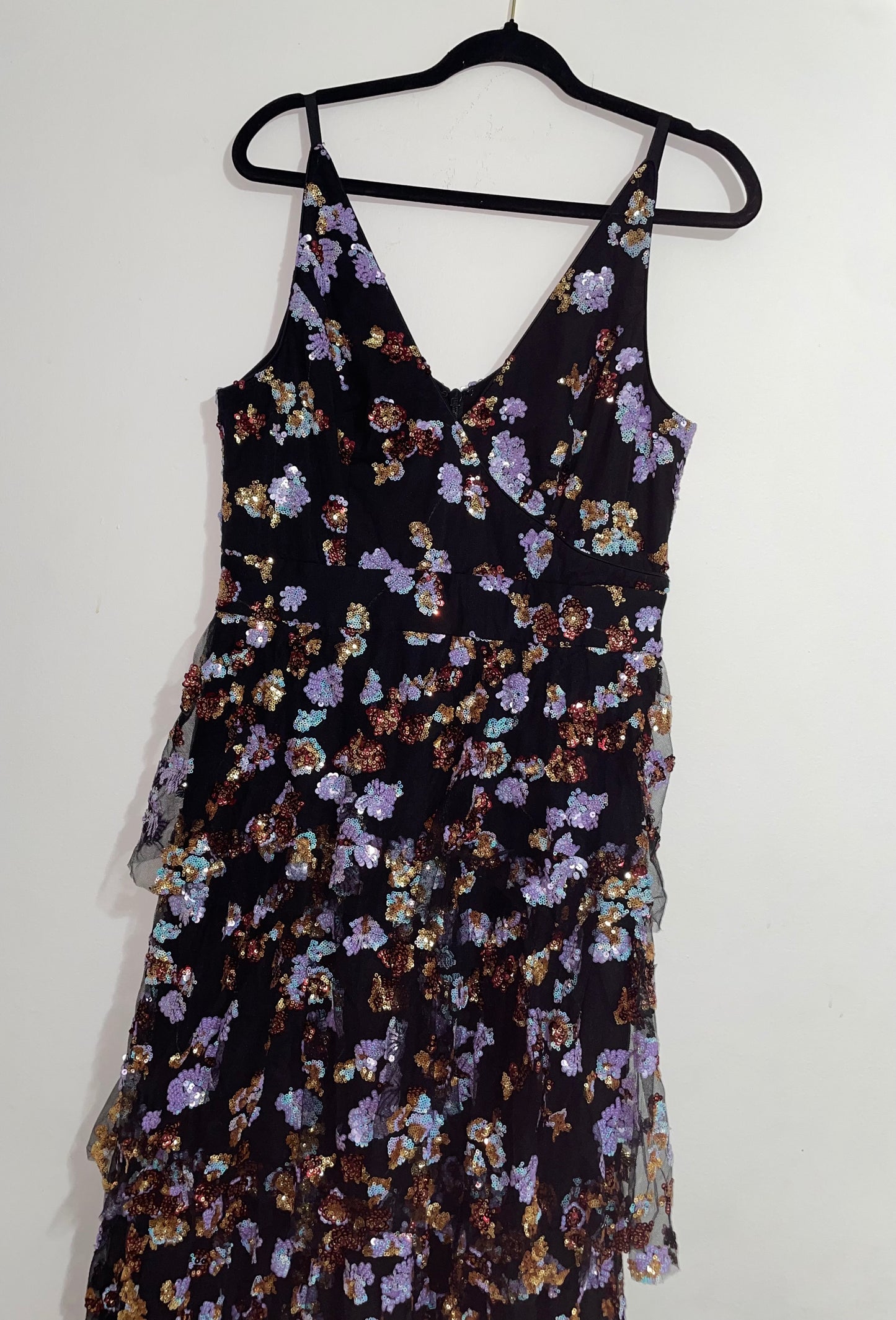 Dress The Population Lorain Floral Sequin Tiered A-Line Gown Size XXL $698