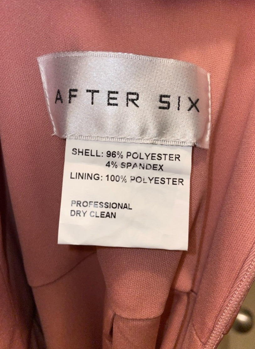 After Six Midi Charmeuse Dress Draped Tulip Skirt Desert Rose Size 18 $227