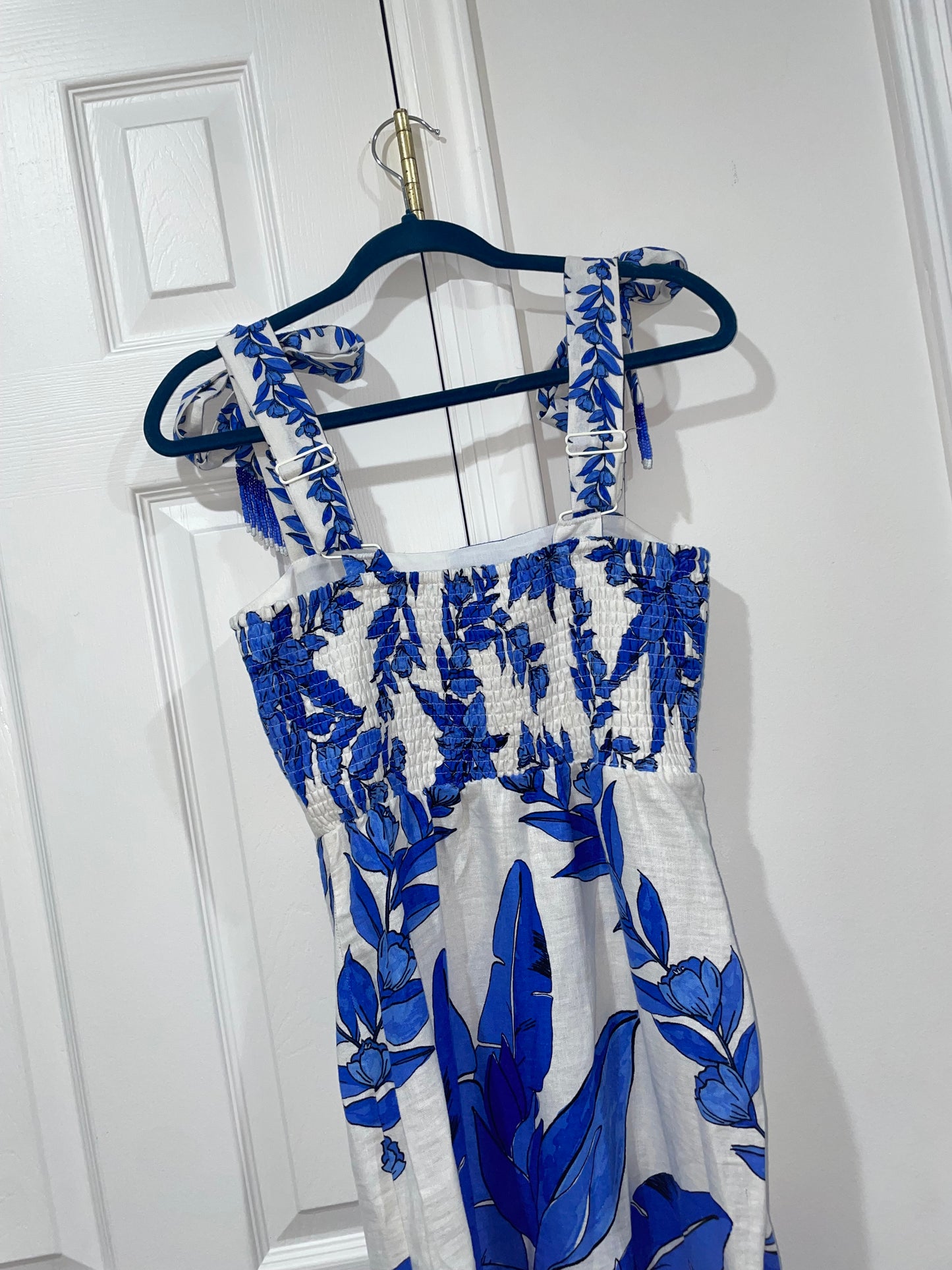 Calypso St. Barth Linen Blend Tropical Floral Midi Sheath Dress Size XS