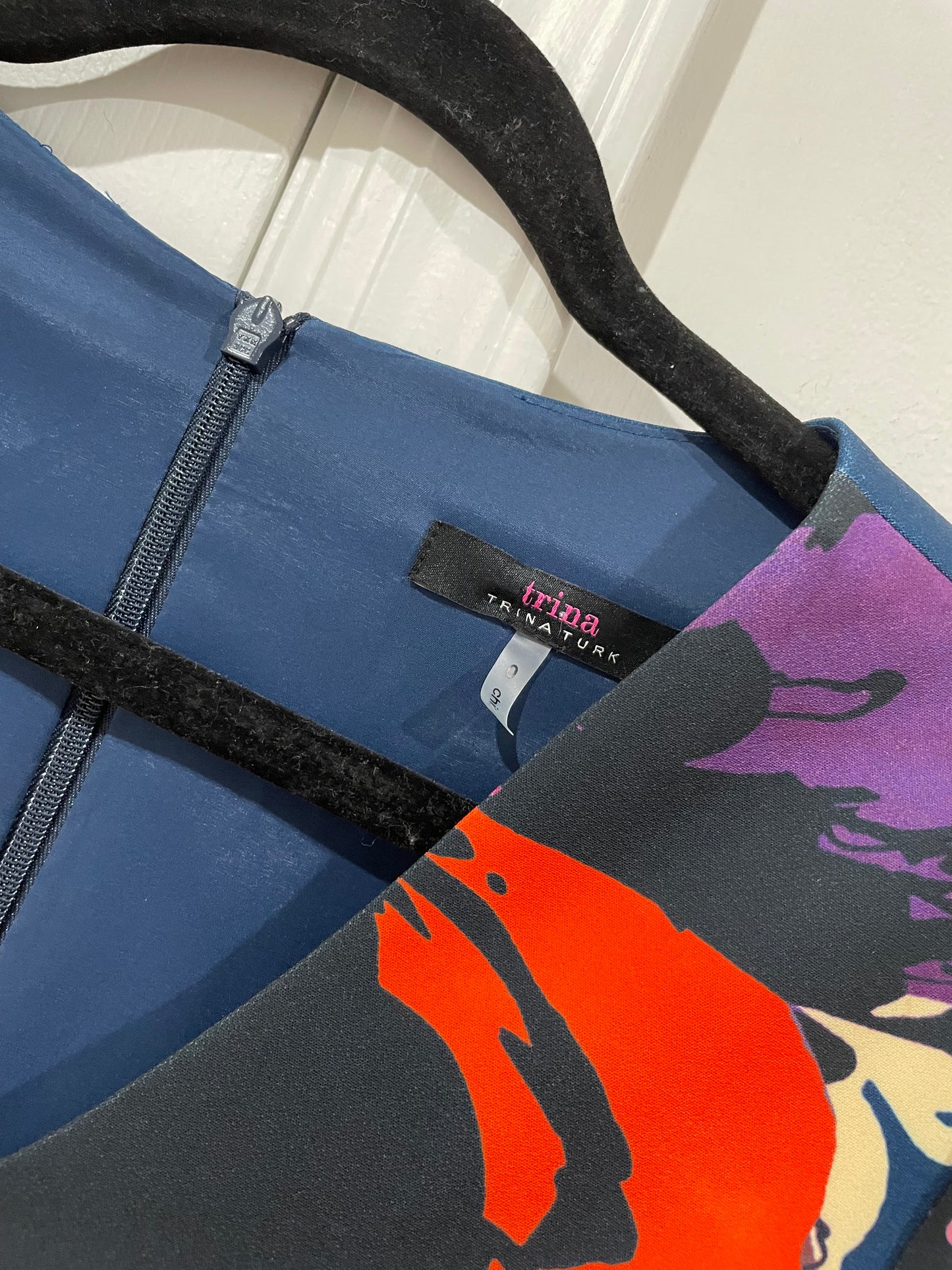 Trina Turk Mamie Blue Floral Bell Sleeve V-Neck Dress Size 0 $168