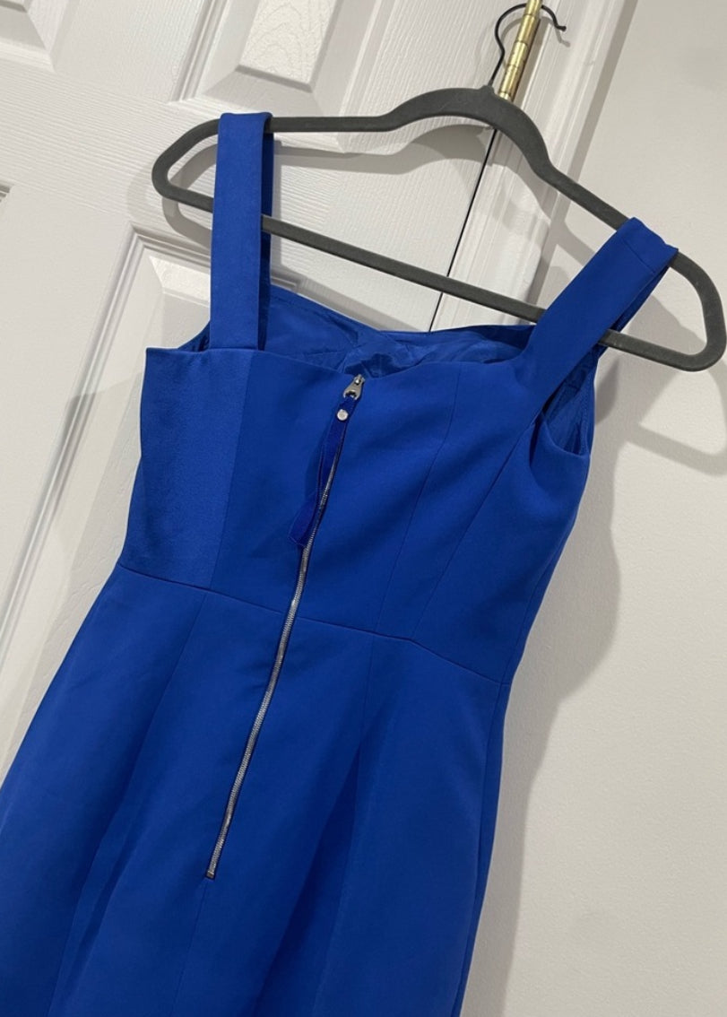 Karen Millen Asymmetric Sheath Bodycon Dress Royal Blue Size 4 $350