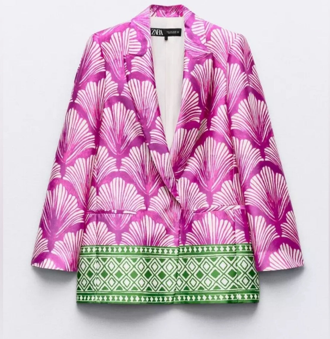 Zara Satin Effect Printed Blazer Purple Multicolor Blogger’s Favorite Size Small