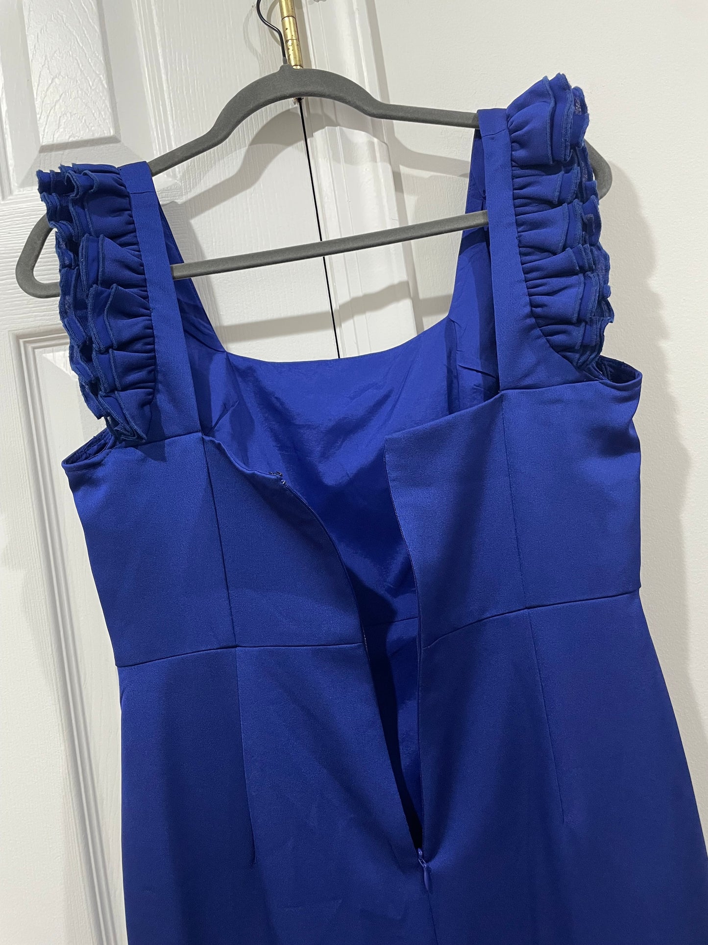 Aidan Mattox Royal Sapphire Blue High Low Cocktail Dress Ruffle Sleeve Size 8