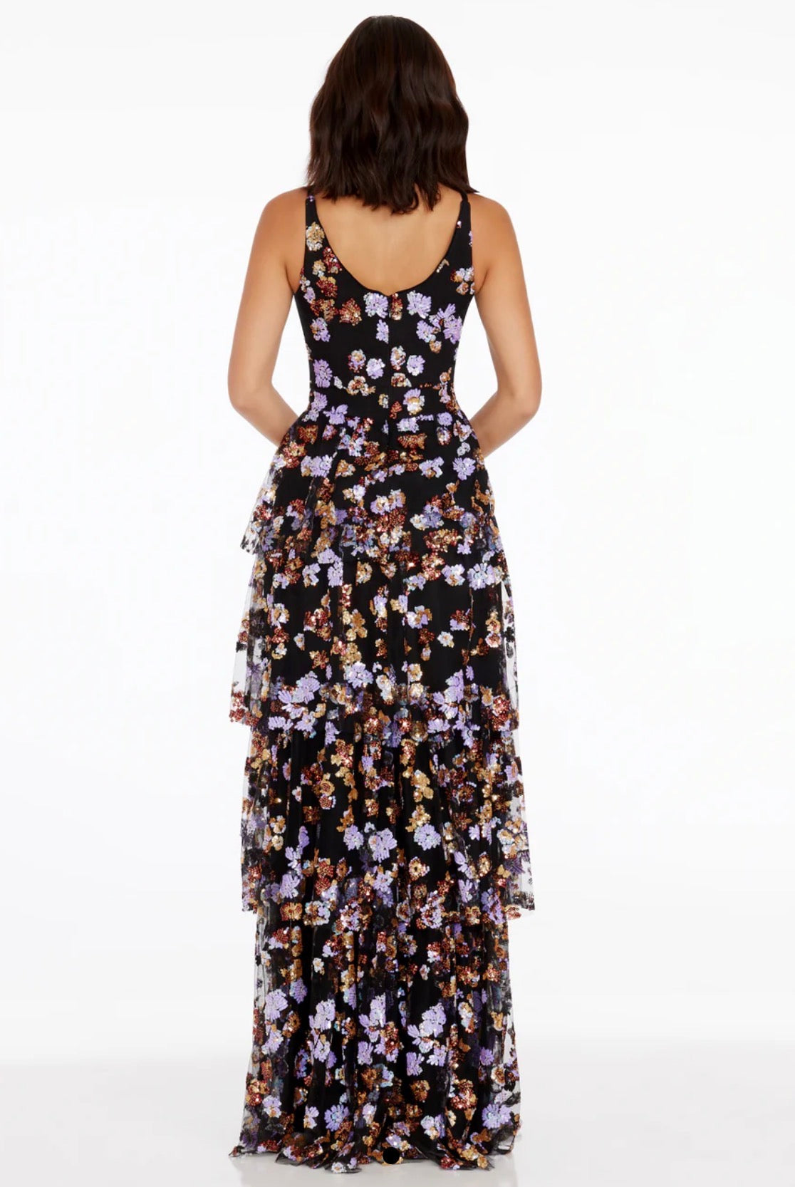 Dress The Population Lorain Floral Sequin Tiered A-Line Gown Size XXL $698