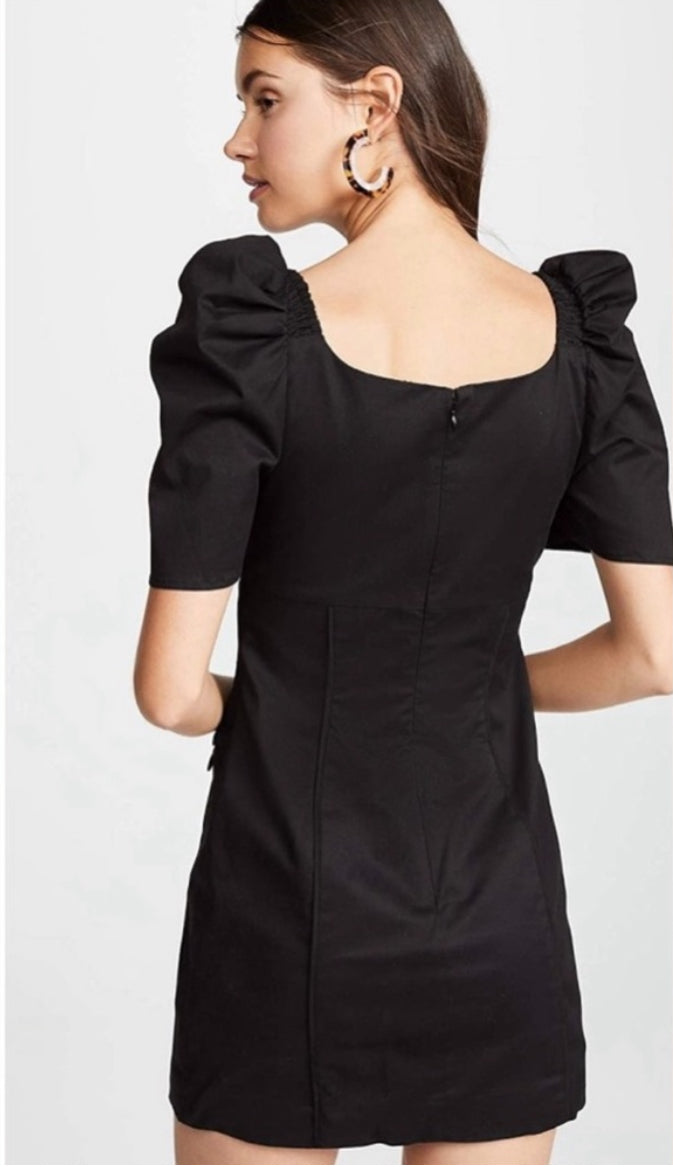 C/MEO Collective Subscribe Dress Black Puff Sleeve Mini Square Neck Size Medium