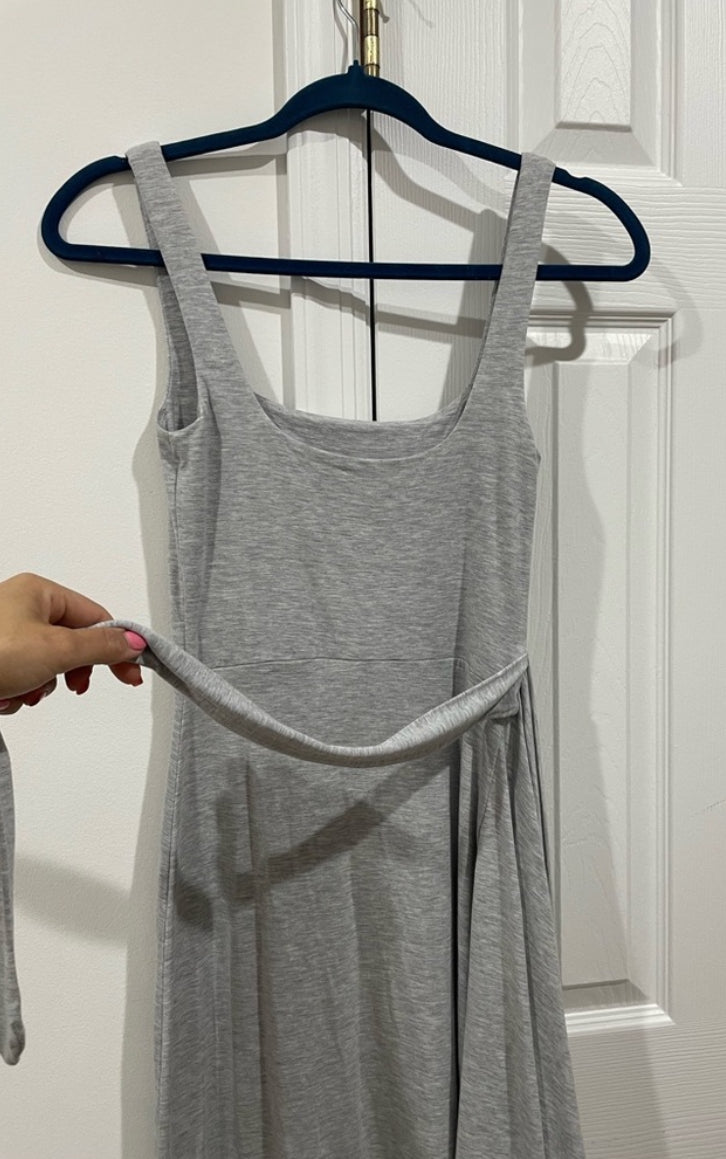 Aritzia Wilfred Heather Gray Saturn Drapey Midi Resort Wrap Dress Size XS