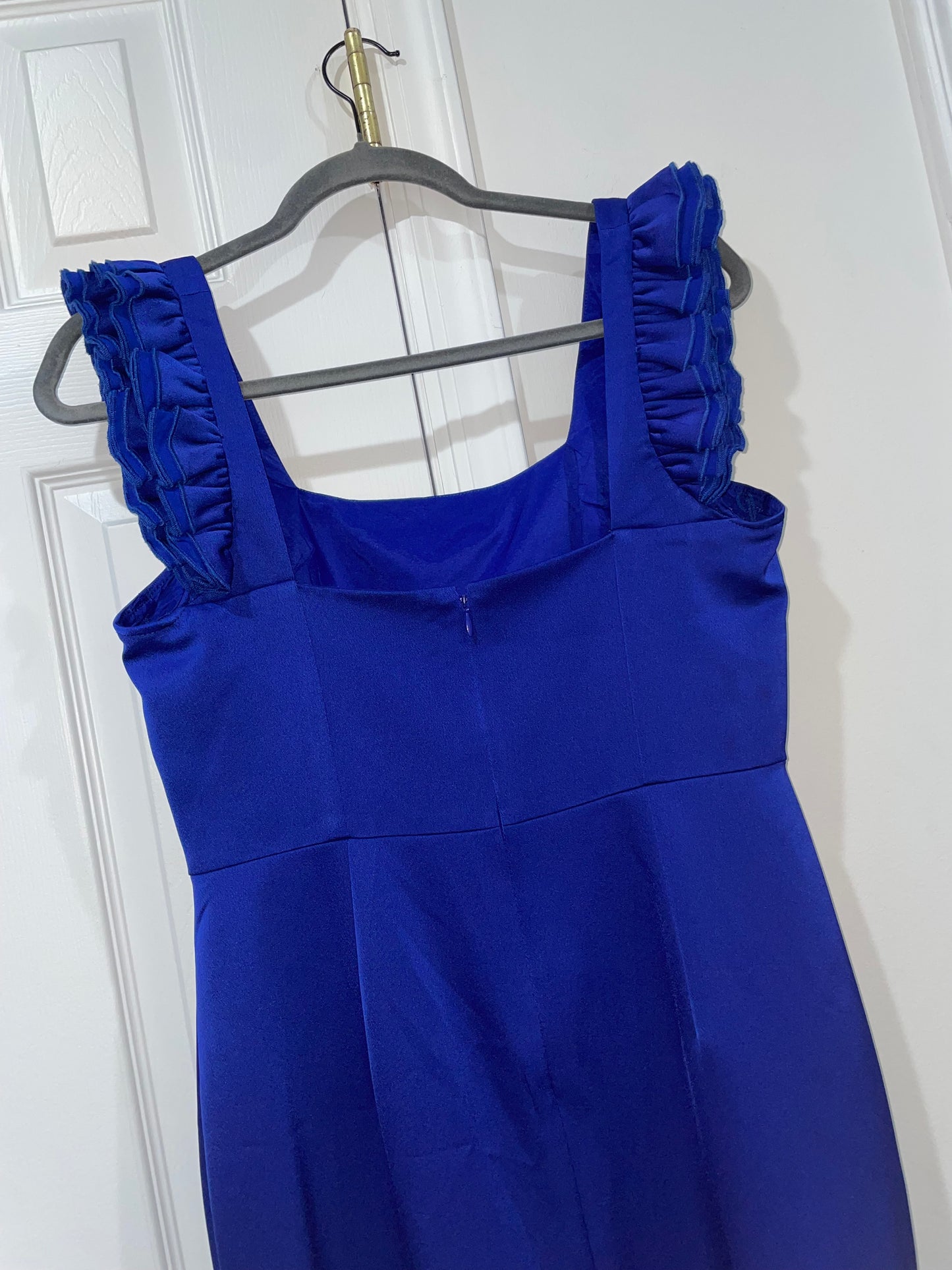 Aidan Mattox Royal Sapphire Blue High Low Cocktail Dress Ruffle Sleeve Size 8